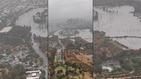 Hilary causes optical illusion that makes Dodger Stadium appear flooded ...