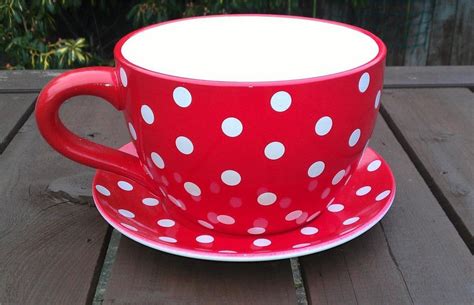 GIANT RED POLKA DOT TEA CUP AND SAUCER PLANTER | Miniature & Giant Tea in 2019 | Tea cups, Tea ...