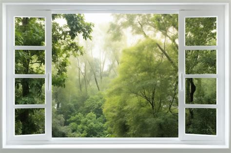 Premium AI Image | White window with summer forest view