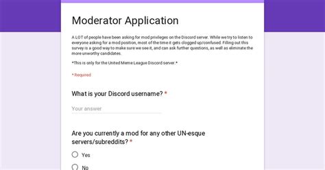 Discord Moderator Application Template