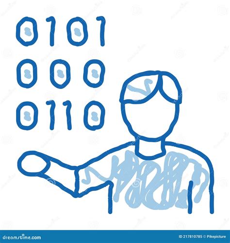 Human Binary Code Doodle Icon Hand Drawn Illustration Stock Vector - Illustration of graphic ...