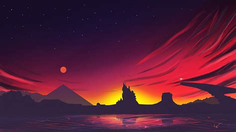 3840x2160 Minimal Sunset Landscape 4k 4K ,HD 4k Wallpapers,Images ...