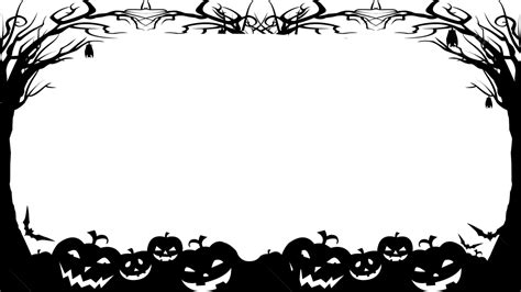 Scary Pumpkins PNG Picture, Halloween Black Border Horizontal Drawing Scary Pumpkin Head ...