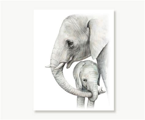 Elephant Print Elephant Wall Art Nursery Downloadable Prints Digital Download Nursery Wall Art ...