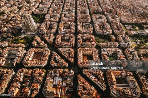 Aerial View Of The Residential Eixample District Of Barcelona With The ...