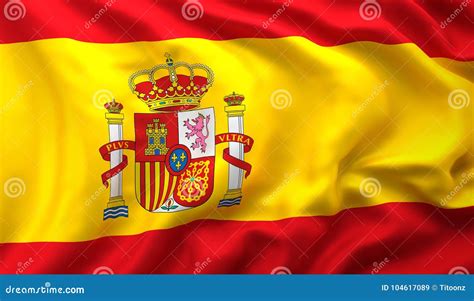 Spanish Flag Waving in the Wind Stock Illustration - Illustration of ...