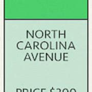 North Carolina Avenue Vintage Retro Monopoly Board Game Card Art Print by Design Turnpike | Pixels