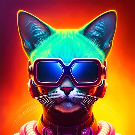 portrait painting of a cyberpunk cat-headed cyborg, sharp focus ...