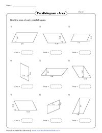 Area Of A Parallelogram Worksheet