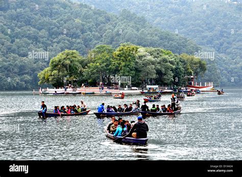 boating on Phewa lake Pokhara Nepal Stock Photo - Alamy