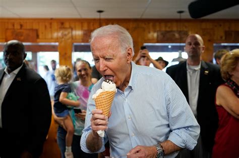 Biden munches on ice cream and cherries during Michigan trip