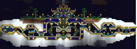 Made this sky island base in vanilla Terraria, Pre-Hardmode. Got this ...