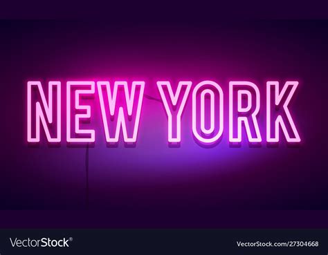 Modern new york city neon light sign Royalty Free Vector