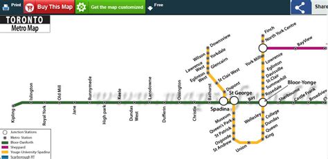 Toronto Subway Map | Toronto Metro Map | Toronto subway, Metro map ...