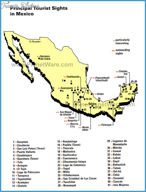 Mexico City Map Tourist Attractions - TravelsFinders.Com