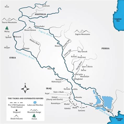 Tigris And Euphrates River Map | Color 2018