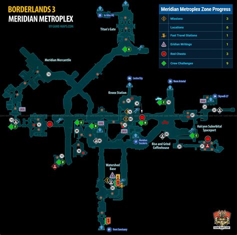 Meridian Metroplex Map for Borderlands 3 | game-maps.com