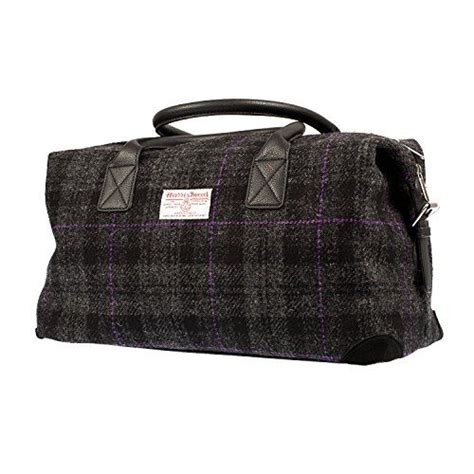 Glen Appin Harris Tweed Women's Handbag / Holdall Black Grey Tartan ...