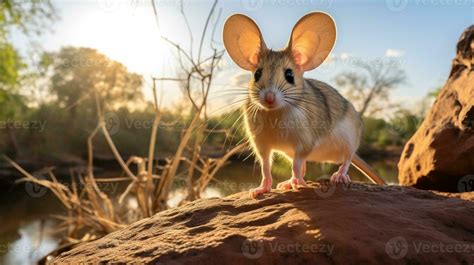 Close-up photo of a Jerboa looking in their habitat. Generative AI ...