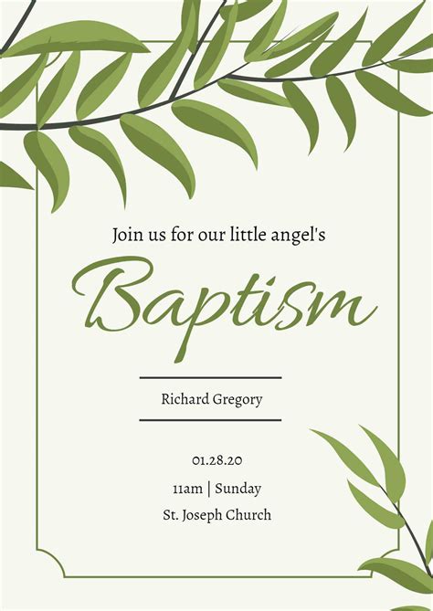 Printable Templates of Baptism Invitations Online (Free) | Fotor