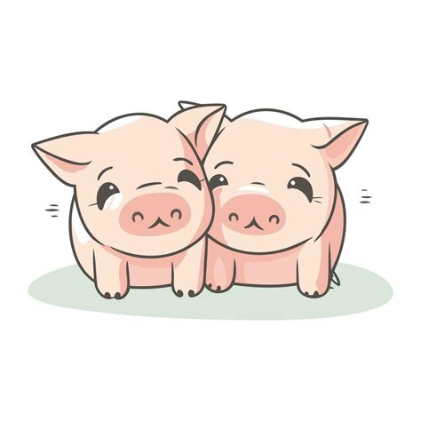 Two cute pigs on white background. Vector illustration in cartoon style ...