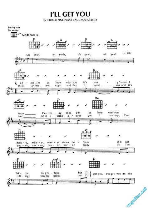 Sheet: Notes & chords - I'll get you - John Lennon & Paul McCartney - Sheet nhạc | Nốt nhạc ...