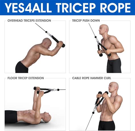 Yes4All Deluxe Tricep Rope Pull Down - 27 and 36-inch Rope Length...