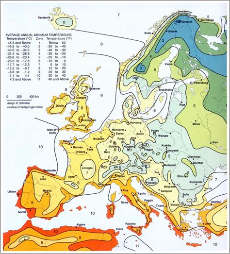 Winter Low Temperature Map of Europe - Vivid Maps