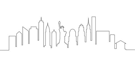 New York Skyline Drawing Outline