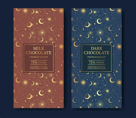 Golden chocolate package design label set. Modern typography and hand ...