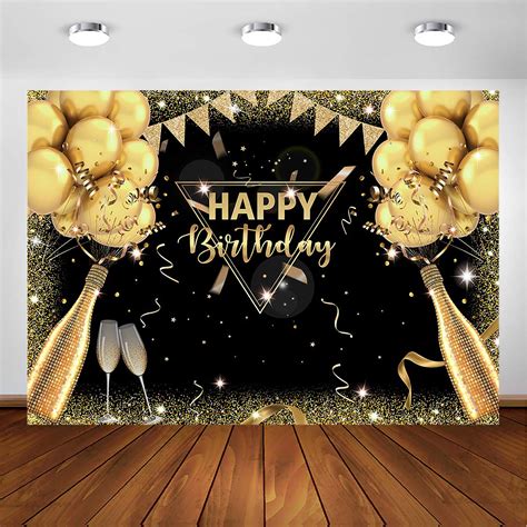 Buy Avezano Black Gold Birthday Backdrop for Adult Men Woman Party ...