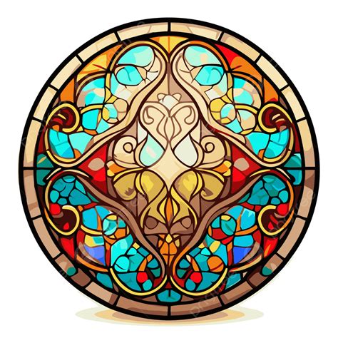 Stained Glass Round Design On A White Background Vector Clipart, Stained Glass Window, Stained ...