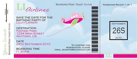 Nice Boarding Pass Birthday Invitations Ideas Download this invitation for FREE at http://www ...