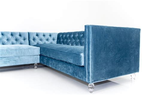 Sectional sofa In Cornflower Blue Velvet - ModShop