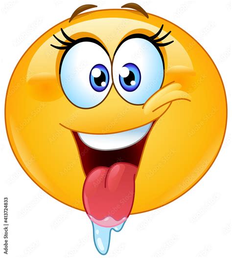 Happy female emoji emoticon drooling with tongue out Stock Vector ...