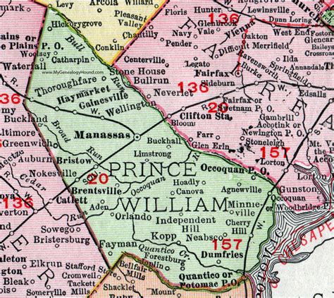 Prince William County, Virginia, Map, 1911, Rand McNally, Manassas ...