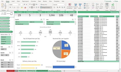 Shipping and Receiving Excel Template - Simple Sheets