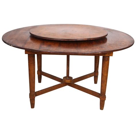 Distinct Rustic Round Dining Table with Built-In Lazy Susan at 1stDibs ...