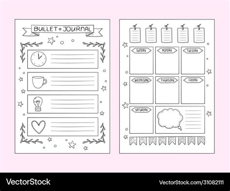 Bullet journal pages design templates Royalty Free Vector