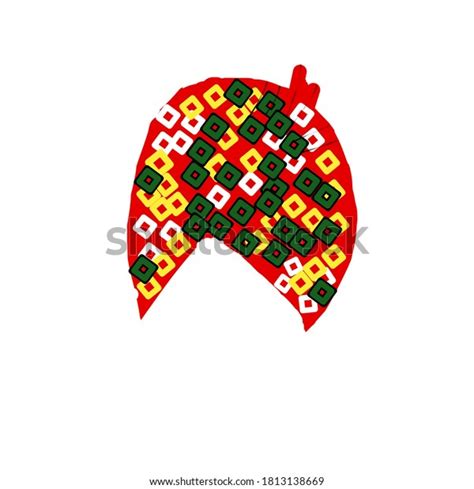 Traditional Rajasthani Turban Red White Background Stock Illustration ...