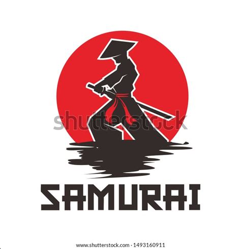 Samurai Silhouette Japan Logo Design Template Stock Vector (Royalty ...