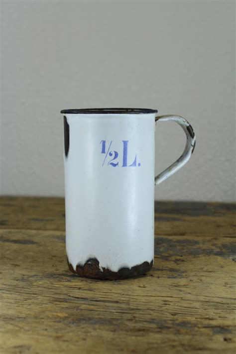 Items similar to Vintage Enamel Half Liter Measuring Cup // Perfectly Aged on Etsy