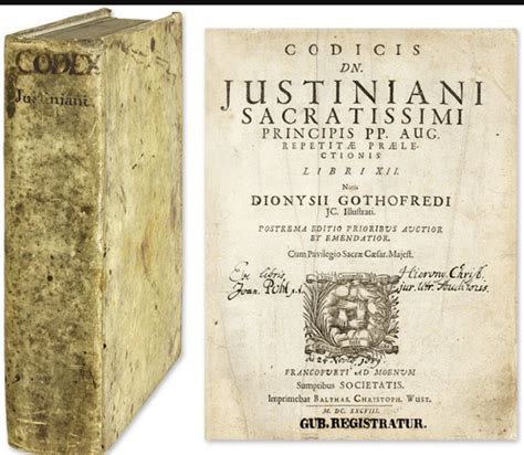 Justinian’s Code collection of Roman laws organized by the Byzantine emperor Justinian and later ...