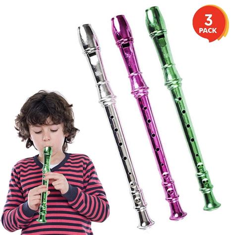 ArtCreativity 13 Inch Metallic Flutes - Set of 3 - Plastic Musical Instrument for Kids ...