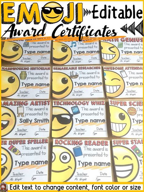 Award your students with these 36 editable emoji-themed awards. Use them at the beginning of the ...