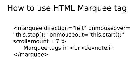 How to use HTML Marquee tag - Devnote