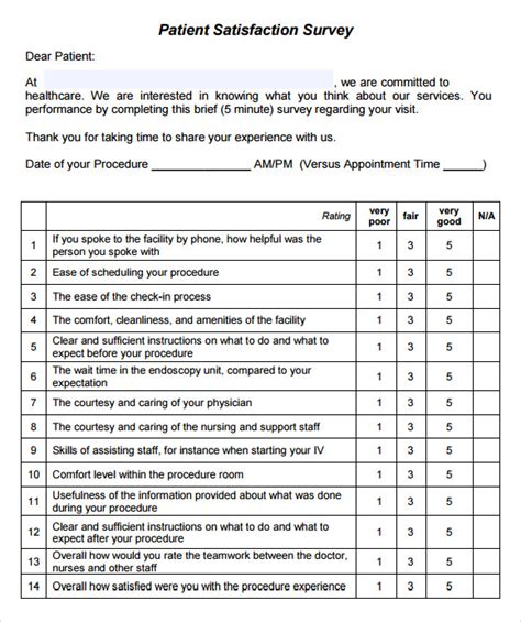 FREE 10+ Sample Patient Satisfaction Survey Templates in PDF