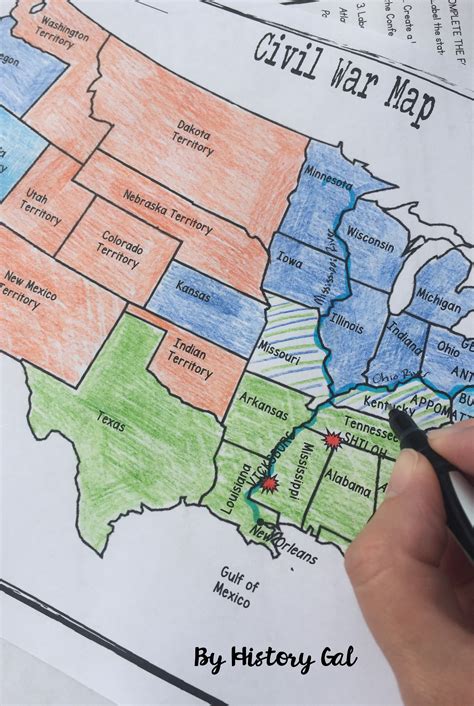 Civil War Battles Map Worksheet