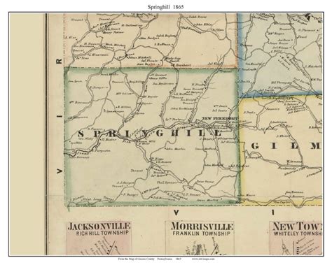 Springhill Township, Pennsylvania 1865 Old Town Map Custom Print - Greene Co. - OLD MAPS