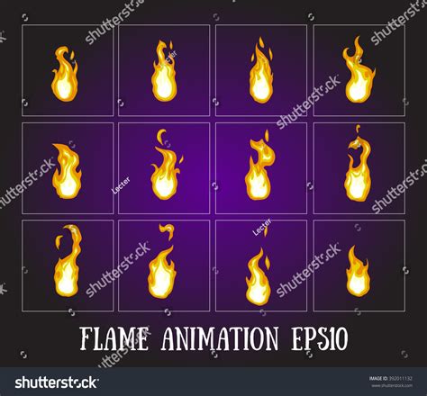 Flame Animation Fire Animation Blaze Animation Stock Vector (Royalty ...